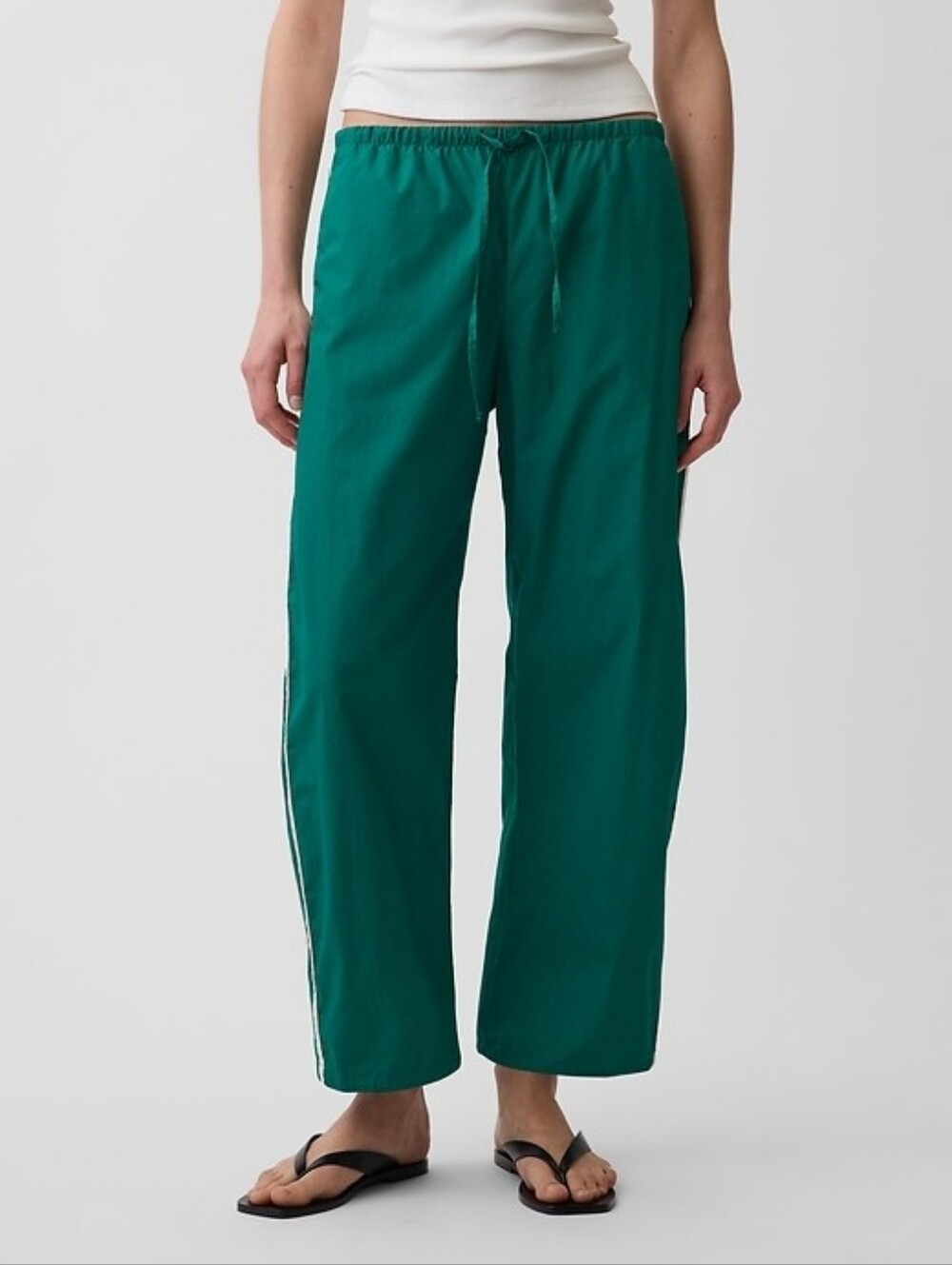 Gap Organic Cotton Poplin Relaxed Easy Stripe Pants Baize Green Barrel XS NWT - Picture 2 of 10